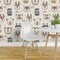 Non-Pasted Wallpaper 2FT Wide Baby Animal Wild Free Bear Lion Zebra Giraffe Fox Tiger Boho Neutral Cream Tan Traditional Wallpaper by Spoonflower